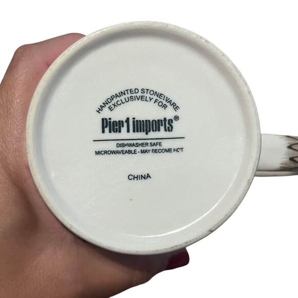 Pier 1 Hand Painted Gray Cat Tail Mugs Set of 2 - Picture 5 of 5